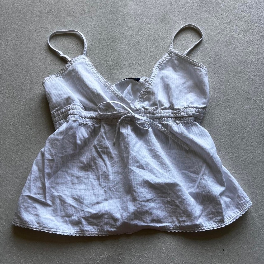 Brandy Melville White babydoll 100% cotton blouse tank top preppy college casual